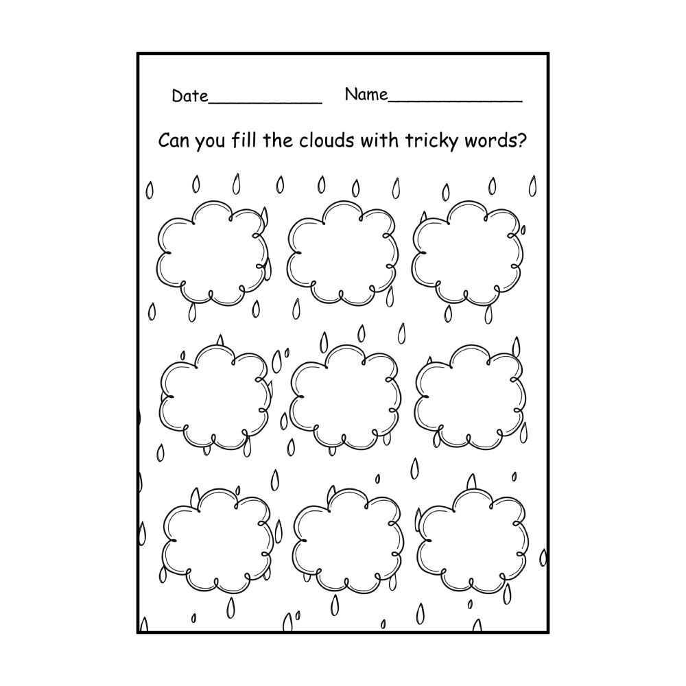 Rainy Day Tricky Word Activity