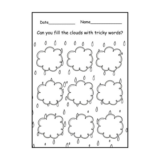 Rainy Day Tricky Word Activity