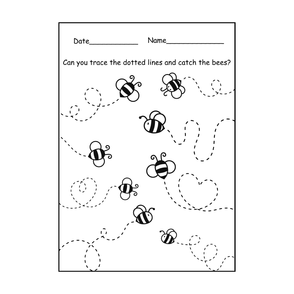 Bee Tracing Fine Motor Activity