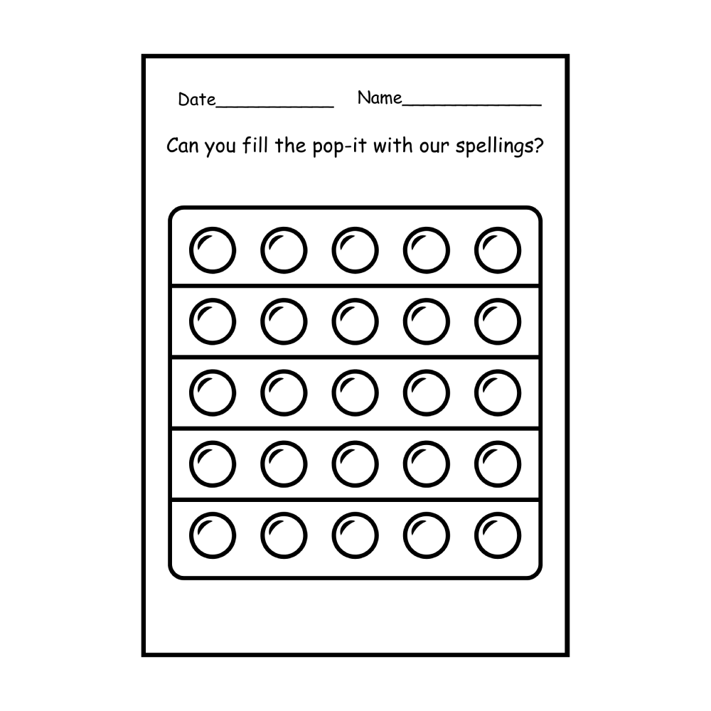 Pop-It Word Work Activiy