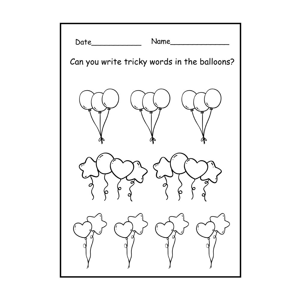 Balloon Tricky Word Activity