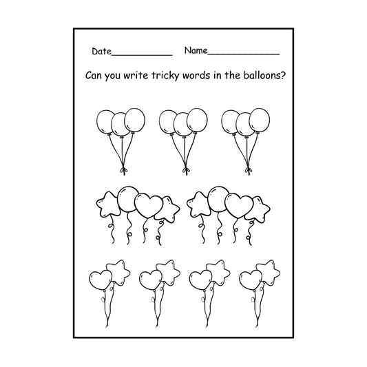 Balloon Tricky Word Activity